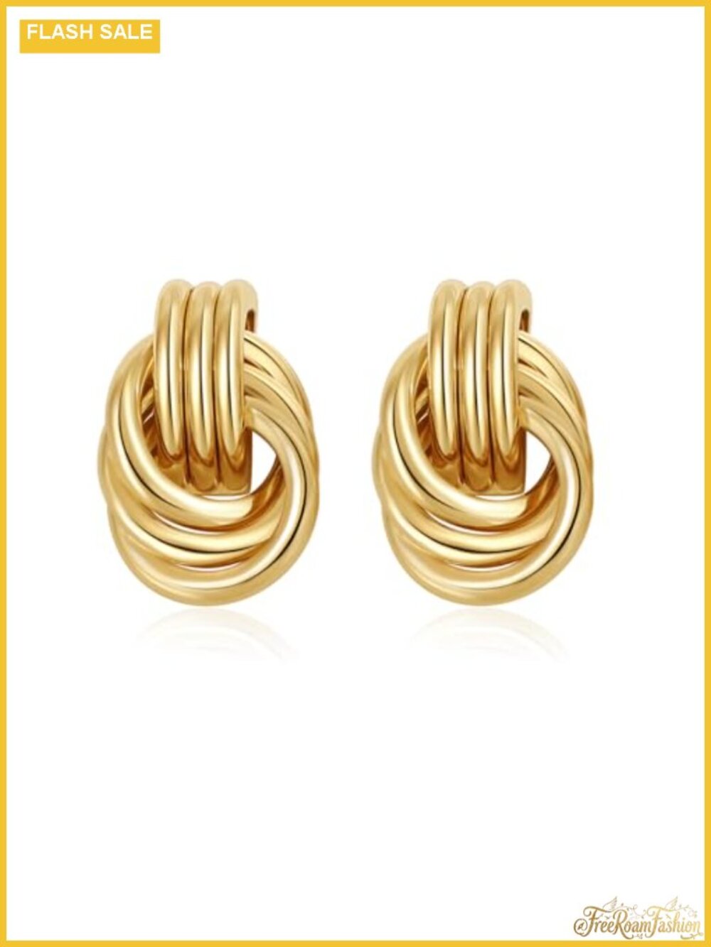 Chunky Knot Gold Plated Drop Dangle Statement Earrings